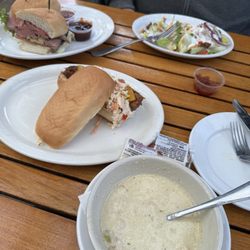 Best Little Roadhouse - Tri-Smoked Tri - tip Sandwich Pulled Pork Sandwich Side Best Little Garden Salad Chicken artichoke soup