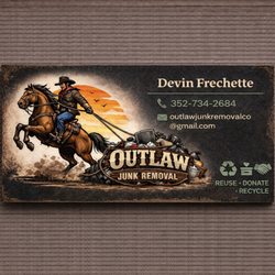 Outlaw Junk Removal - Front of our business card