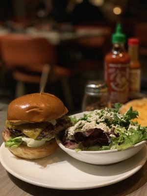 Photo of Mohawk Bend - Los Angeles, CA, US. Classic burger with a side of salad. So delicious! IG: @deeelizious