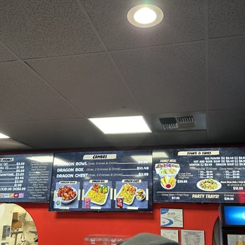 Happy Dragon - menus on the wall of a restaurant - Chinese Near Me - Delano, California