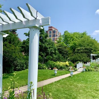 Queens Botanical Garden - In Wedding Garden looking from arch toward the entrance - Botanical Gardens Near Me - Flushing, New York