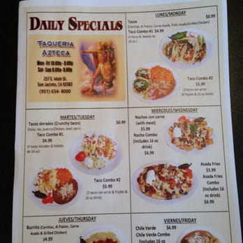 Taqueria Azteca - Daily specials - Mexican Near Me - San Jacinto, California Taqueria Azteca - Daily specials - Mexican Near Me - San Jacinto, California