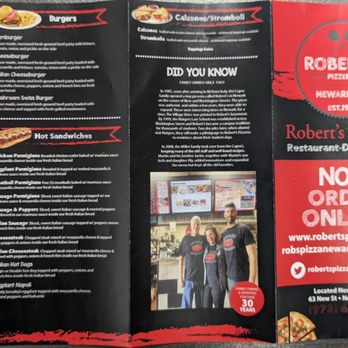 Robert's Pizzeria - a menu for the restaurant - Pizza Near Me - Newark, New Jersey Robert's Pizzeria - a menu for the restaurant - Pizza Near Me - Newark, New Jersey