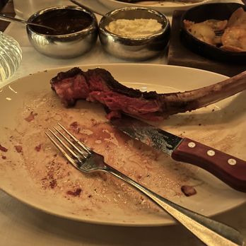 Quality Meats - What's left of the Tomahawk steak - Steakhouses Near Me - New York, New York Quality Meats - What's left of the Tomahawk steak - Steakhouses Near Me - New York, New York