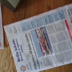 Bella Gästis - Menyn i form av en vanlig dagstidning.