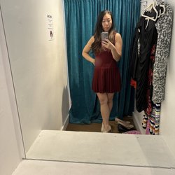 2nd Hand Rose of Needham - Trying on Theory pleated drop-waist dress