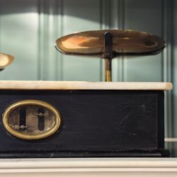 Federal & Black - Antique French Kitchen Scale with Marble & Brass