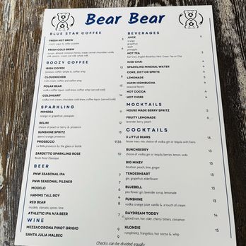Bear Bear - Drink Menu - Breakfast & Brunch Near Me - Leavenworth, Washington
