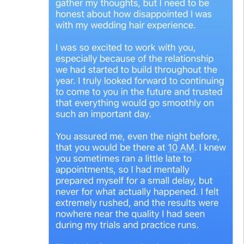 Salon By Riri - Start of conversation explaining my feedback - Hair Salons Near Me - Laguna Niguel, California