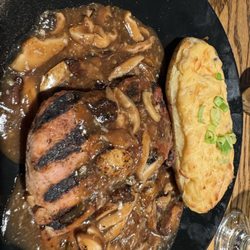 Pork filet with mushroom sauce and twice baked potato