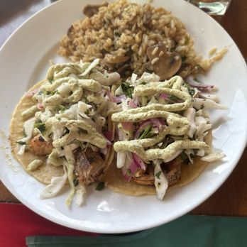 The Ridge at the Hill - Blackened fish tacos with mushroom rice pilaf - American Near Me - San Antonio, Texas The Ridge at the Hill - Blackened fish tacos with mushroom rice pilaf - American Near Me - San Antonio, Texas