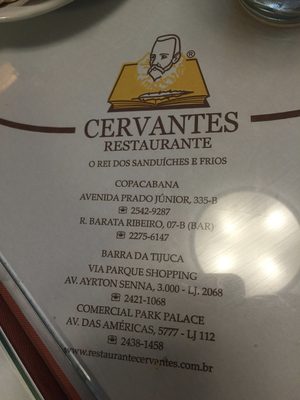 Menu photo 1 Cervantes Rio de Janeiro, RJ Menu photo 1 Cervantes Rio de Janeiro, RJ