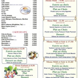 Goût de l'Inde - Menus, boissons et desserts proposés par le restaurant