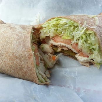 Amiel's - Cajun chick-amiel: poached chicken breast, LTO, hot cherry peppers,  spicy mustard, cajun seasoning on wheat wrap. Spicy good! - Sandwiches Near Me - Victor, New York
