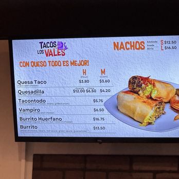 Tacos Los Vales - Menu - Tacos Near Me - Phoenix, Arizona