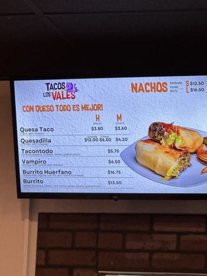 Menu photo 5 Tacos Los Vales Phoenix, AZ