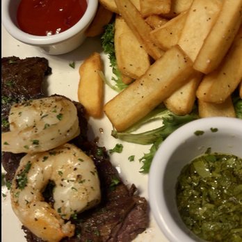 Lizzy's Live - Churrasco Steak & Shrimp w/chimichurri and potato wedges - Music Venues Near Me - Orlando, Florida