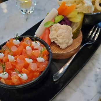 Podmore - Salmon Duo...chef's kiss, especially those pickled veggies! - Cocktail Bars Near Me - Honolulu, Hawaii Podmore - Salmon Duo...chef's kiss, especially those pickled veggies! - Cocktail Bars Near Me - Honolulu, Hawaii
