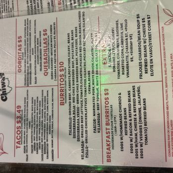 Tacos Chiwas - Menu - Mexican Near Me - Phoenix, Arizona