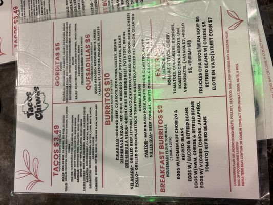 Menu photo 5 Tacos Chiwas Phoenix, AZ