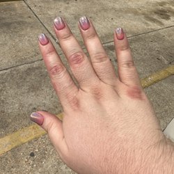 Nancy's Nail House - Acrylic nails with pink gel and unicorn chrome powder