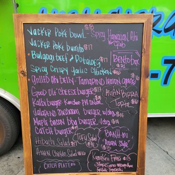 Jaw Jacker Grindz - a menu on a chalkboard - Food Trucks Near Me Jaw Jacker Grindz - a menu on a chalkboard - Food Trucks Near Me