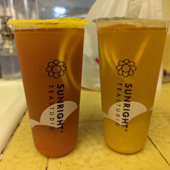 Sunright Tea Studio - L-R: Grapefruit Jasmine Tea, $5.95. Sunright Fruit Tea, $5.95 - Bubble Tea Near Me - Diamond Bar, California