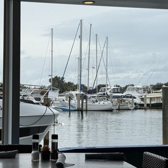 Dockside Waterfront Grill - View of the Venice Marina from our table at Dockside Grill. - Seafood Near Me - Venice, Florida