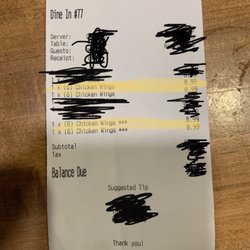 Quarter Keg Pub - Receipt for the wings