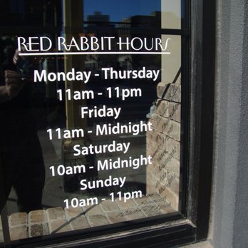 Red Rabbit Minneapolis - Hours of operation, front entry door. - Italian Near Me - Minneapolis, Minnesota Red Rabbit Minneapolis - Hours of operation, front entry door. - Italian Near Me - Minneapolis, Minnesota