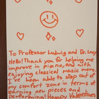 Oclef - A thank you card from our student to her professor for Valentine's Day! - Musical Instruments & Teachers Near Me - San Jose, California Oclef - A thank you card from our student to her professor for Valentine's Day! - Musical Instruments & Teachers Near Me - San Jose, California