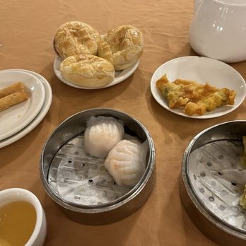 Empire Garden Restaurant - Fried skinny rolls (?), sweet custardy buns, fried chive wontons, shumai, and maybe steamed shrimp dumplings. All delicious. - Dim Sum Near Me - Boston, Massachusetts