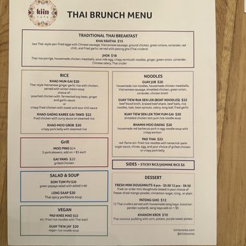 Kiin - Brunch menu - Thai Near Me - Toronto, Ontario Kiin - Brunch menu - Thai Near Me - Toronto, Ontario