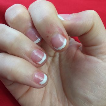 Nail Spa - White tips. Notice my pointer finger. - Nail Salons Near Me - Knoxville, Tennessee