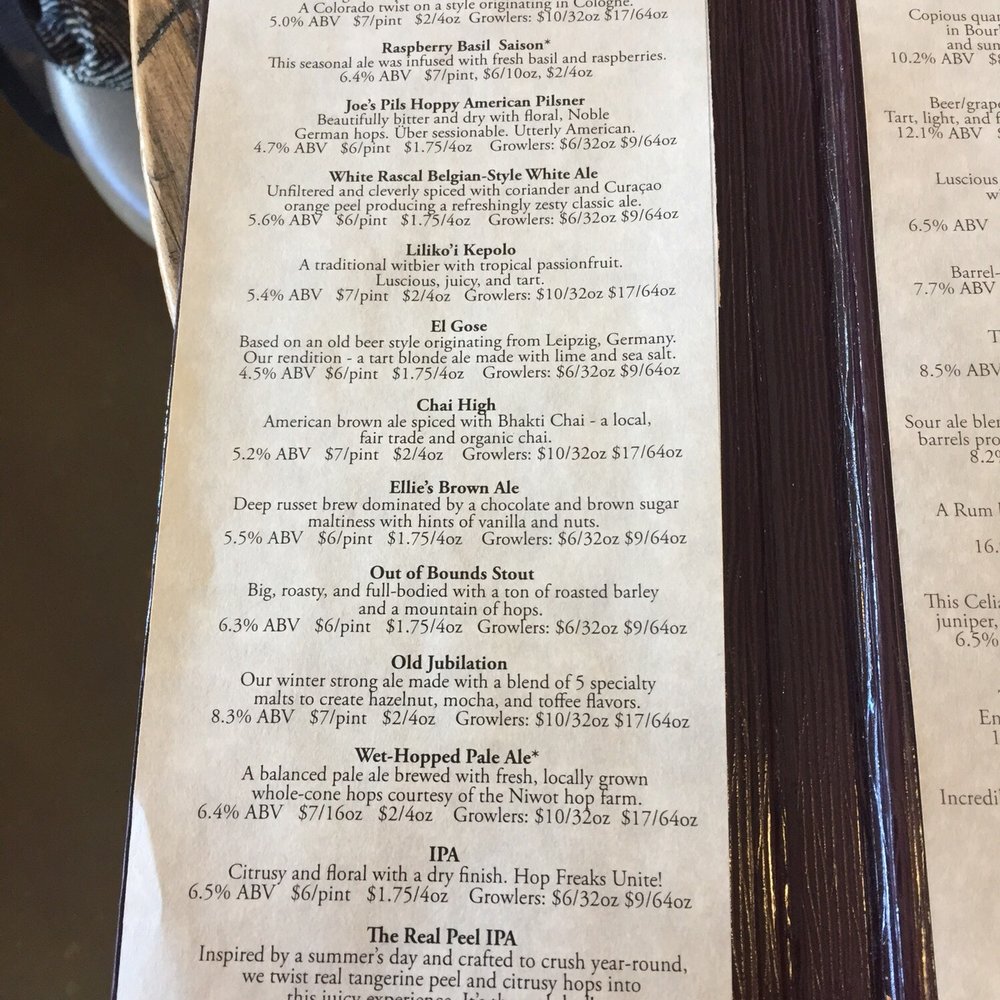 Avery Brewing - Beer menu 12.6.17 - Breweries Near Me - Boulder, Colorado