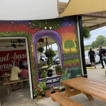 Pure Soul - The outdoor patio is colorful and inviting. - Fast Food Near Me - Durham, North Carolina Pure Soul - The outdoor patio is colorful and inviting. - Fast Food Near Me - Durham, North Carolina