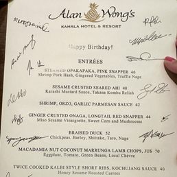 Staff-signed menu Staff-signed menu