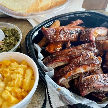 Lark's Bar-B-Que - Full Slab of Ribs, Mac & Cheese and Greens. - Barbeque Near Me - Benton Harbor, Michigan Lark's Bar-B-Que - Full Slab of Ribs, Mac & Cheese and Greens. - Barbeque Near Me - Benton Harbor, Michigan