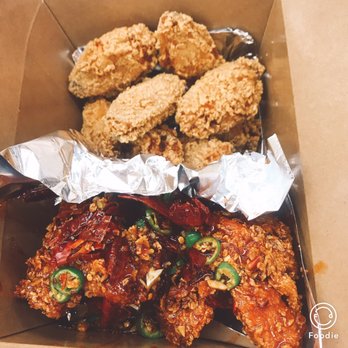 Furai Chicken - Half half, No.10 chicken wings and No.9 spicy chicken! Gooood! - Korean Near Me - Irvine, California