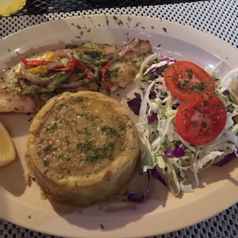 Nina Island Cuisine - Red snapper filet, trifongo and side salad. - Seafood Near Me - Culebra, Puerto Rico