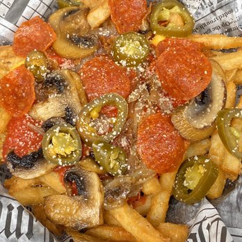 Burger Teriyaki Sushi - Pizza fries....fries, nacho cheese, pizza sauce, grilled onions, pepperoni, mushrooms, pickled jalapeños & Parmesan cheese - Burgers Near Me - Waldwick, New Jersey Burger Teriyaki Sushi - Pizza fries....fries, nacho cheese, pizza sauce, grilled onions, pepperoni, mushrooms, pickled jalapeños & Parmesan cheese - Burgers Near Me - Waldwick, New Jersey