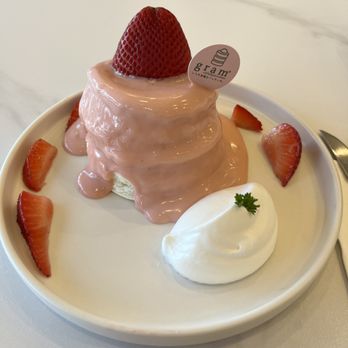Gram Cafe & Pancakes - Strawberry Mascarpone Soufflé Pancakes - Pancakes Near Me - Irvine, California Gram Cafe & Pancakes - Strawberry Mascarpone Soufflé Pancakes - Pancakes Near Me - Irvine, California
