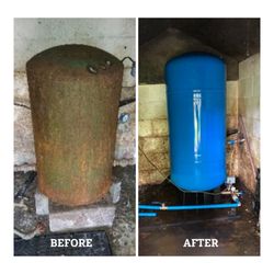 Pronto Plumbing - Transforming water pressure woes with a new well pressure tank - witness the remarkable before and after difference!