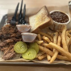 The Oink Joint Barbecue - Brisket Plate with Baked Beans  (6 Oz.) and French Fries