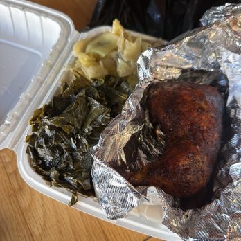 Nick's Rotisserie - Quarter Leg Dinner with cabbage, collard greens, candied yams. - Soul Food Near Me - Baltimore, Maryland Nick's Rotisserie - Quarter Leg Dinner with cabbage, collard greens, candied yams. - Soul Food Near Me - Baltimore, Maryland