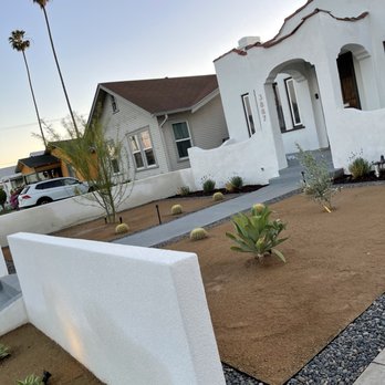 All American Landscape - The paint on the retaining walls hadn't completely dried yet, but we were too eager to take pictures of the finished yard. - Landscaping Near Me - Los Angeles, California