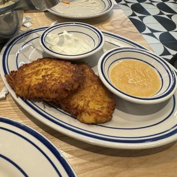 Maven's Delicatessen - Potato Latkes with apple sauce and sour cream - Bakeries Near Me - Pawtucket, Rhode Island Maven's Delicatessen - Potato Latkes with apple sauce and sour cream - Bakeries Near Me - Pawtucket, Rhode Island