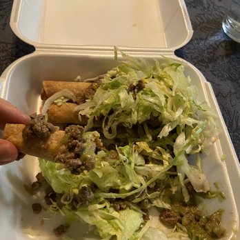 Polibertos Taco Shop - 5 Rolled Tacos with greenish-brown guacamole - Mexican Near Me - Glendale, Arizona