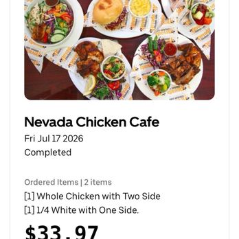 Nevada Chicken Cafe - Receipt - Barbeque Near Me - Las Vegas, Nevada