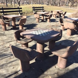Have a sit-down and enjoy an alfresco game of checkers or chess (bring your own pieces.) Have a sit-down and enjoy an alfresco game of checkers or chess (bring your own pieces.)
